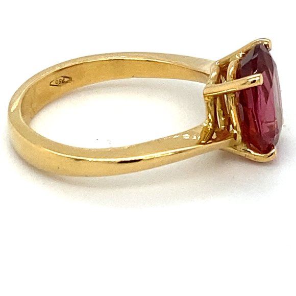 Rubellite 2.72ct Solid 18K Yellow Gold Ring - Picture 4 of 7